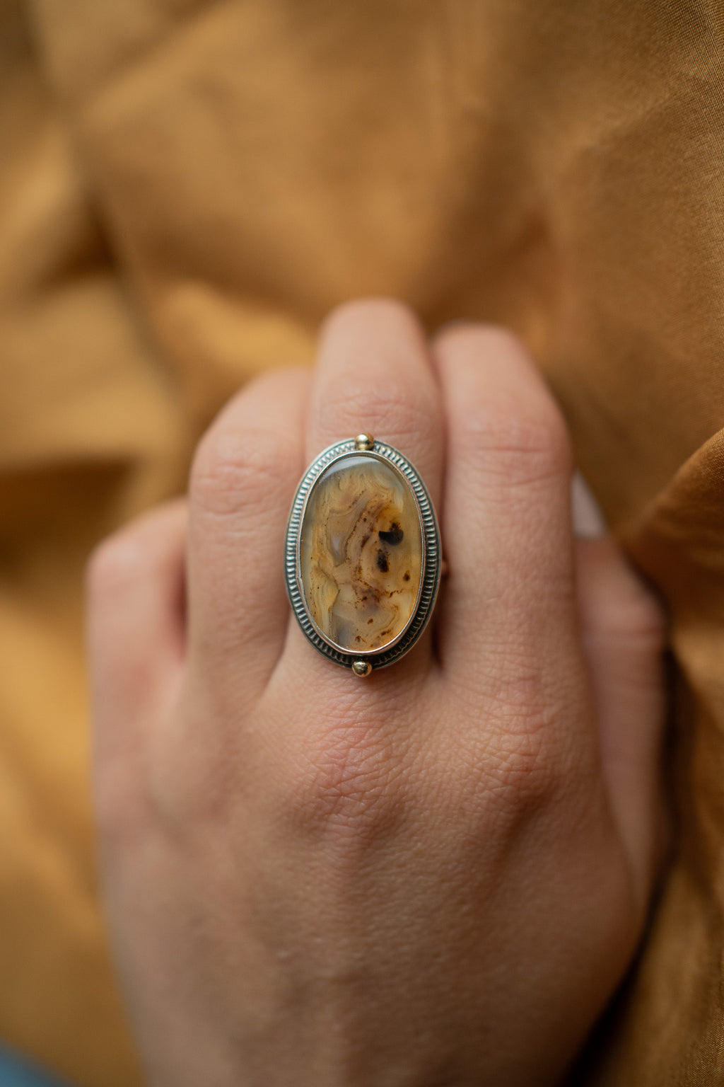 Montana Agate Full Turn Ring. 8