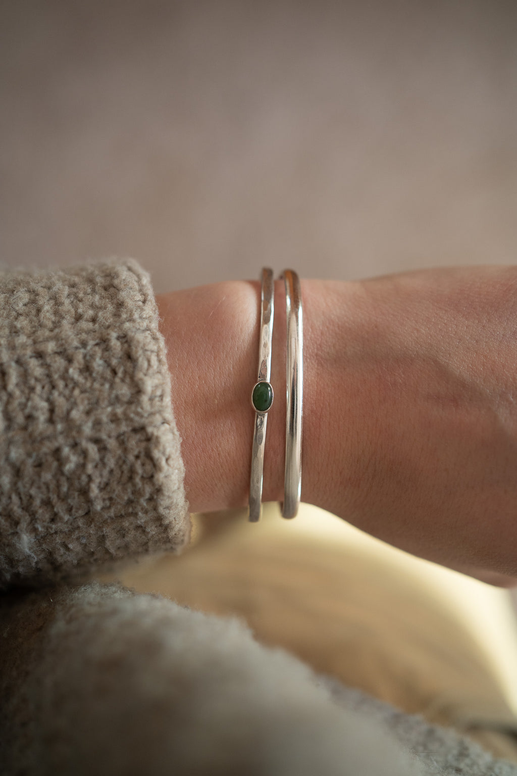 Alaskan Jade Hammered Cuff.